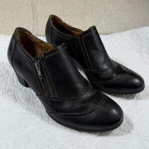 Montana Women's 10 Black Leather Heeled Dress Comfort Slip On Pump Shoes Casual